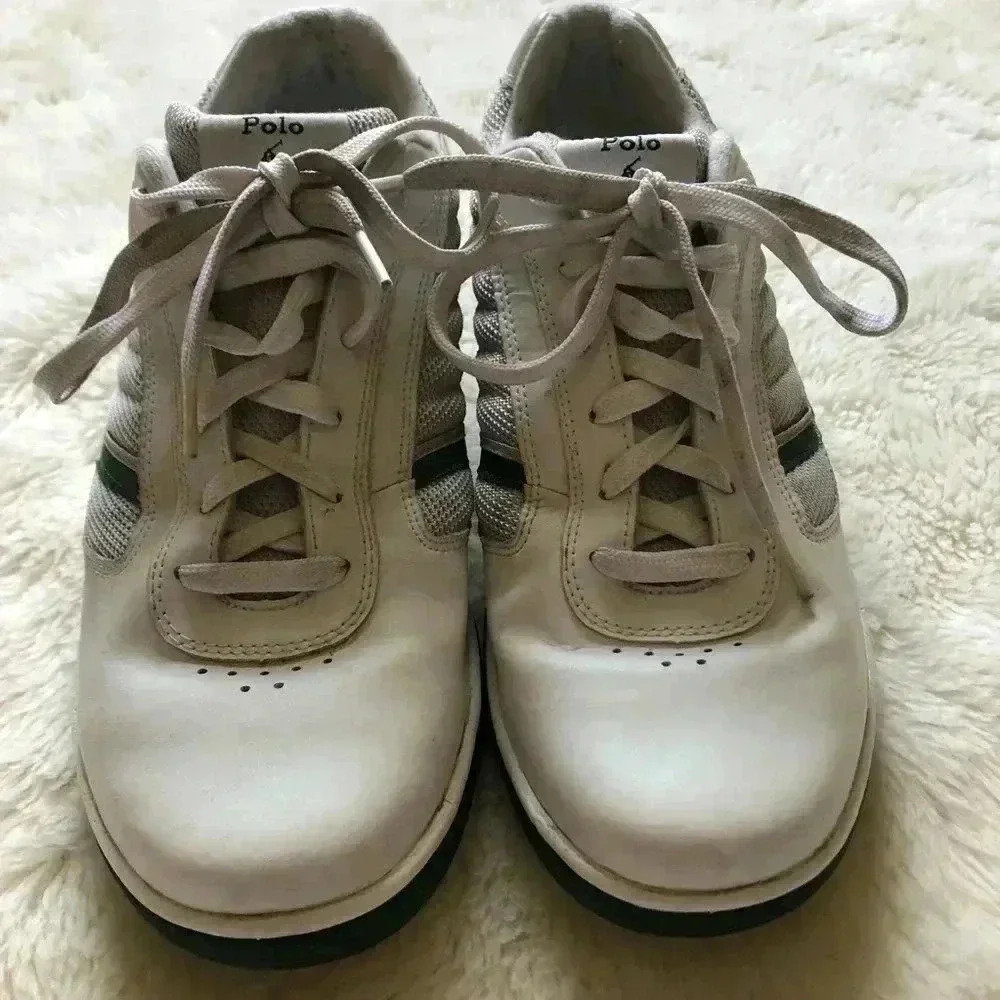 Polo By Ralph Lauren White & Green Sneakers Sz 11